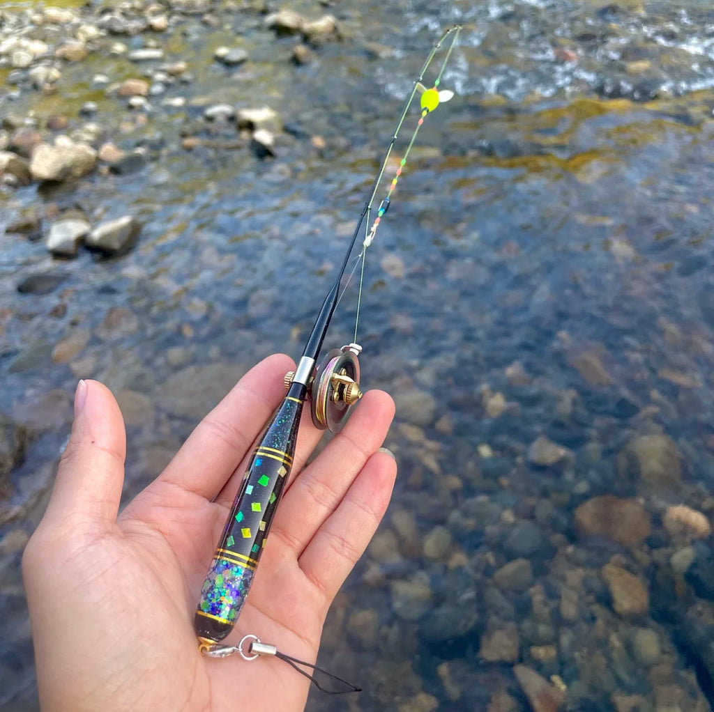 Handmade micro fishing rod with mini reel