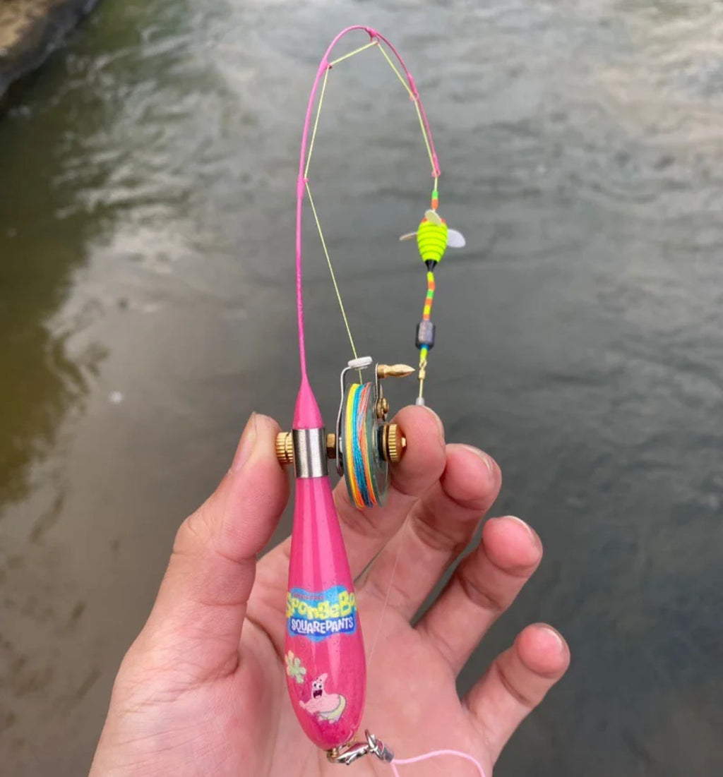 Handmade micro fishing rod with mini reel - view 4
