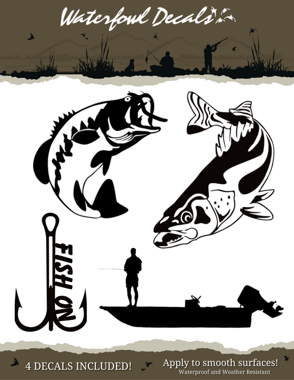 Waterfowl Decals Ultimate 5pc Fishing Stickers