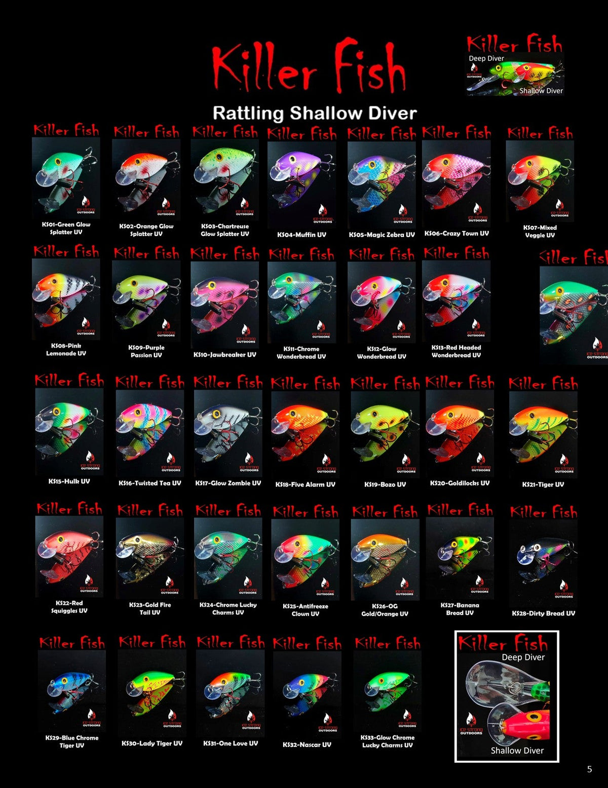 Ice Strong Outdoors - Killer Fish - Rattling Shallow Diver UV