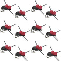 Red Top Black Foam Beetle Terrestrial Trout Dry Fly Fishing Flies - 12 Flies Size 14