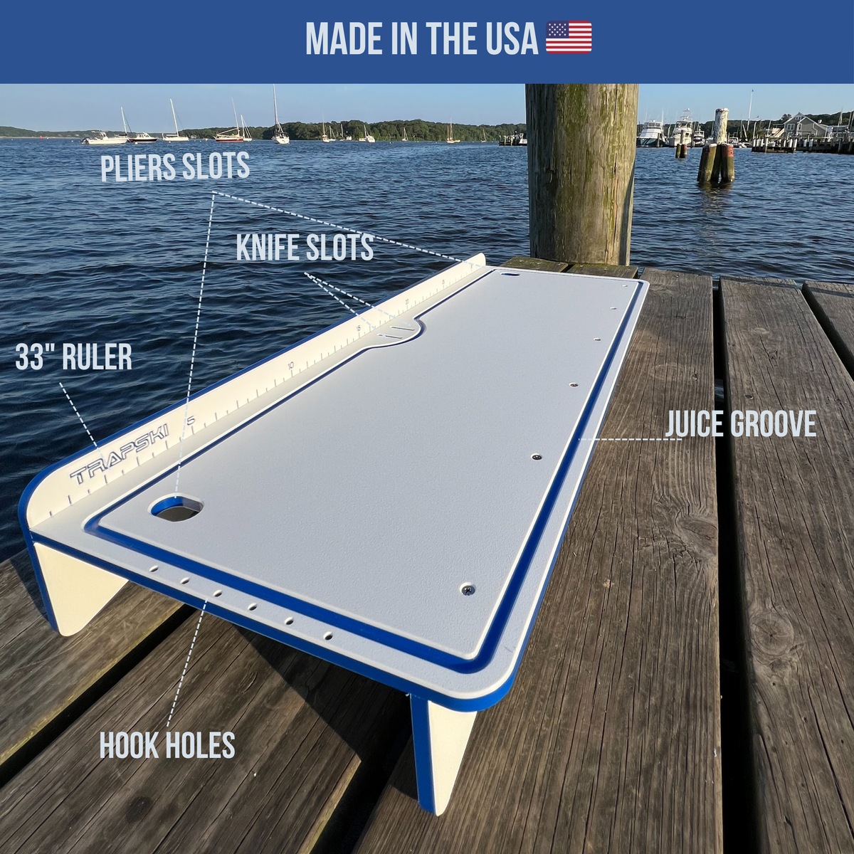Made in the USA | Premium Double Bucket 33" Raised Fillet Table Cutting Board