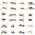 Trout Fly Assortment - Premium Terrestrial Flies - 24 Essential Hoppers, Ants and Beetles with Fly Box
