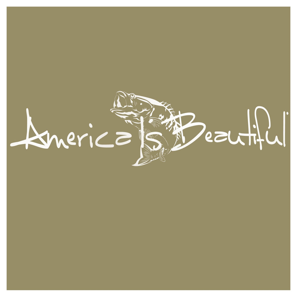 America Is Beautiful™ Bass Fish Die Cut White Vinyl Sticker Decal