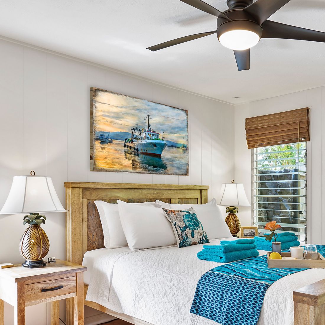 Fishing Boat Wood Wooden Coastal Wall Art by Nature Wonders - Coastal Sea-Life Decor - 95235B