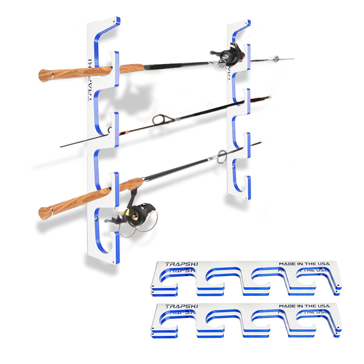 TRAPSKI Premium Fishing Rod Rack, USA Made