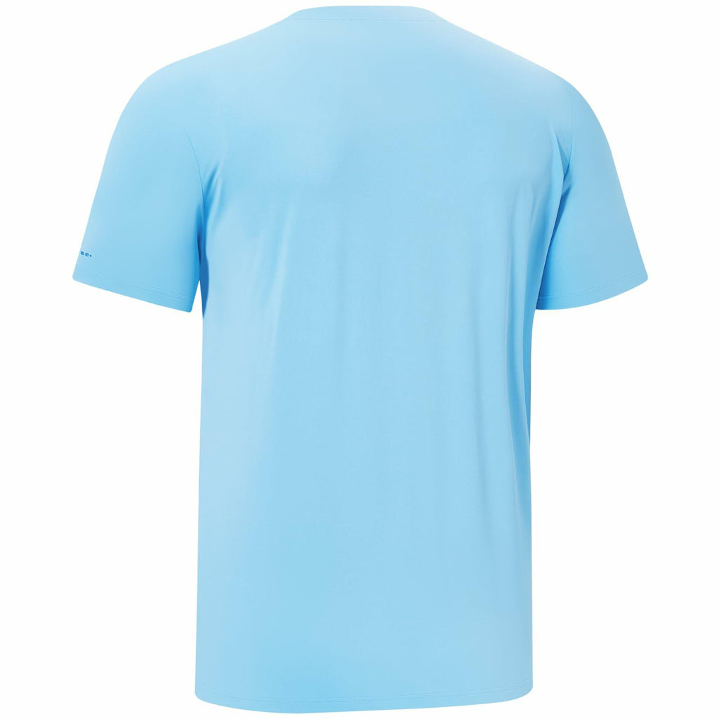 UVSAI Men’s UPF 50+ Short Sleeve Shirt Sky Blue Hiking Fishing Performance Tee