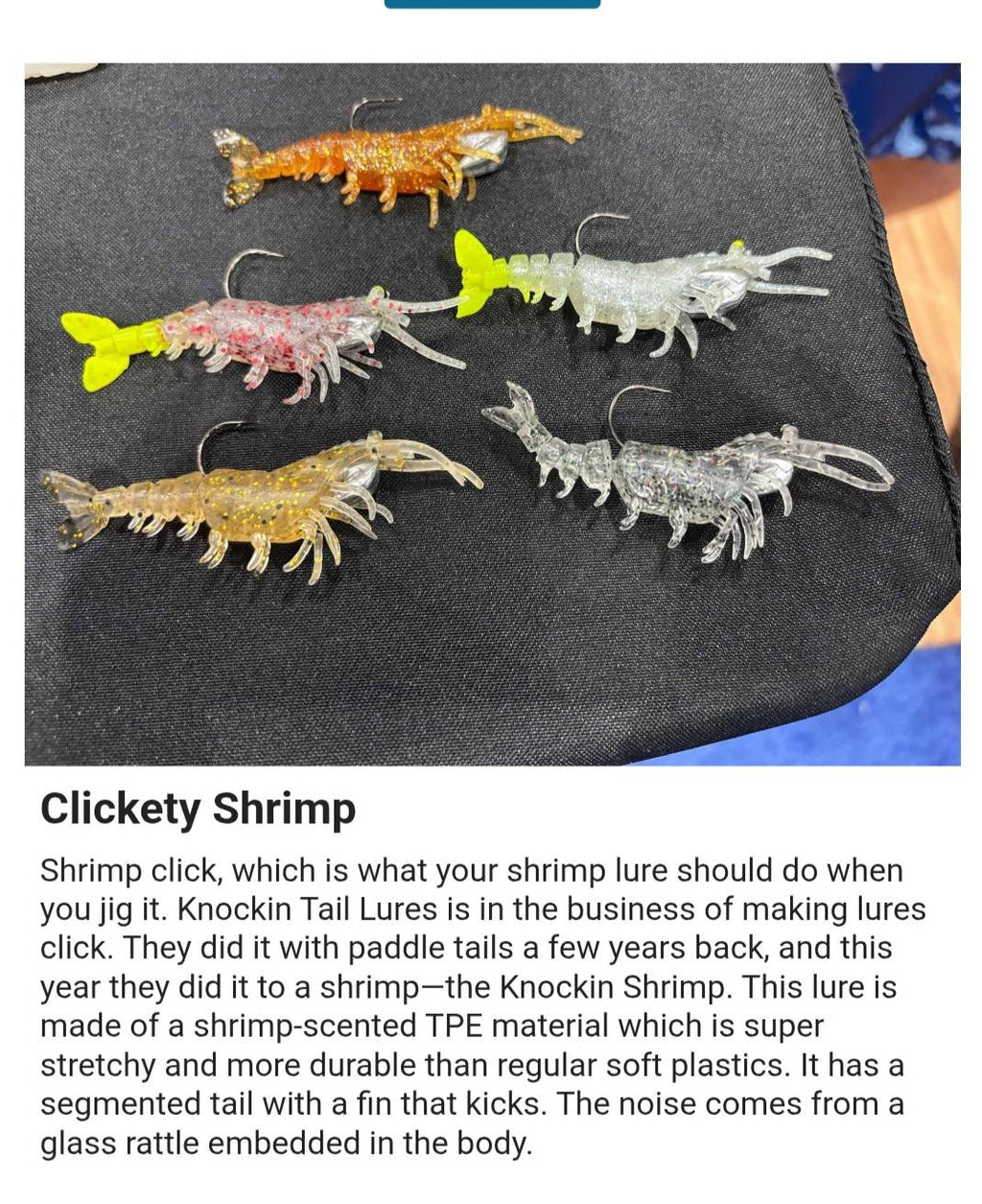Knockin Shrimp Glass Minnow With Built-In Tail Rattle